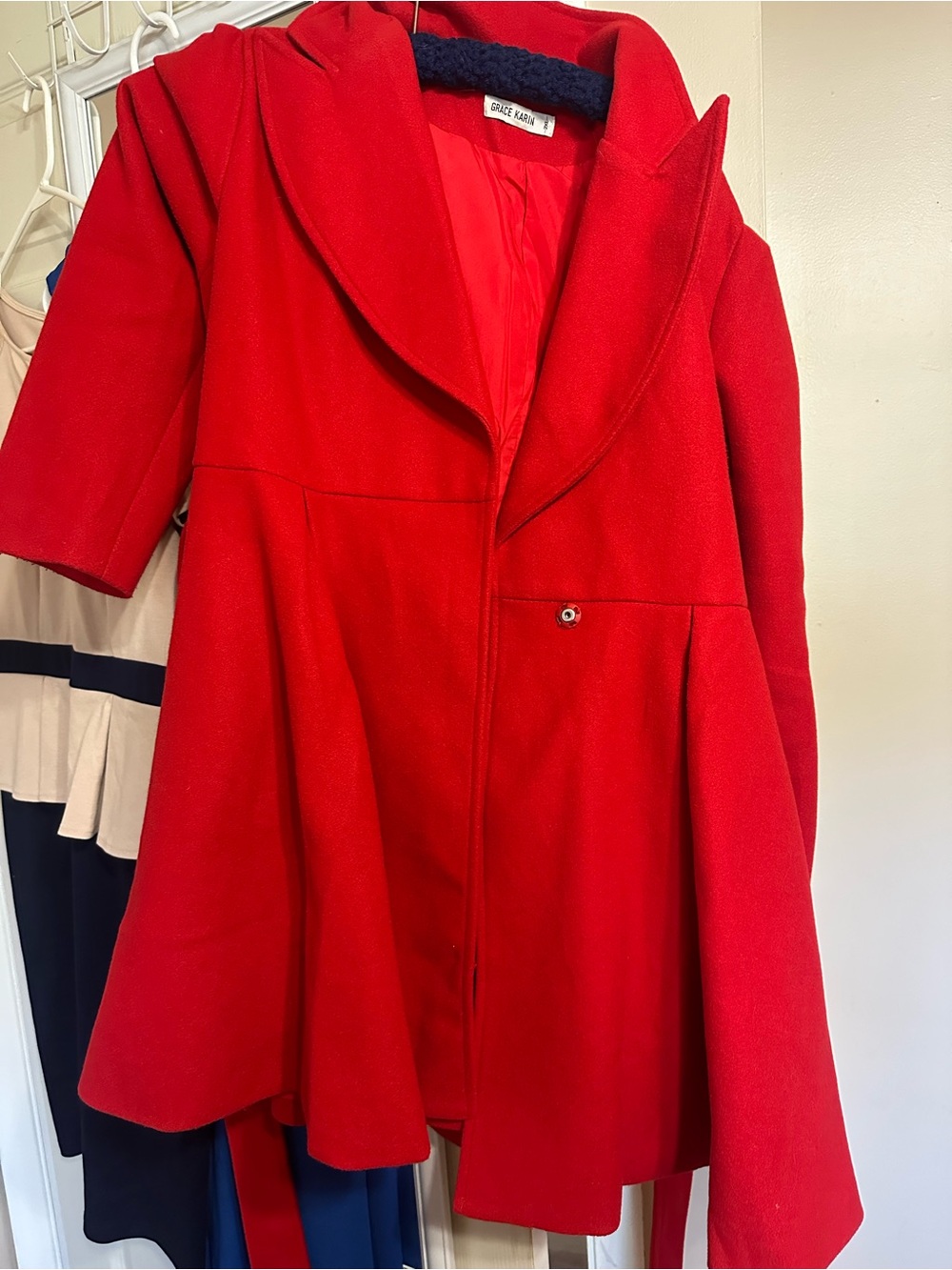 Red Peacoat-Style Women's Coat by Grace Karin